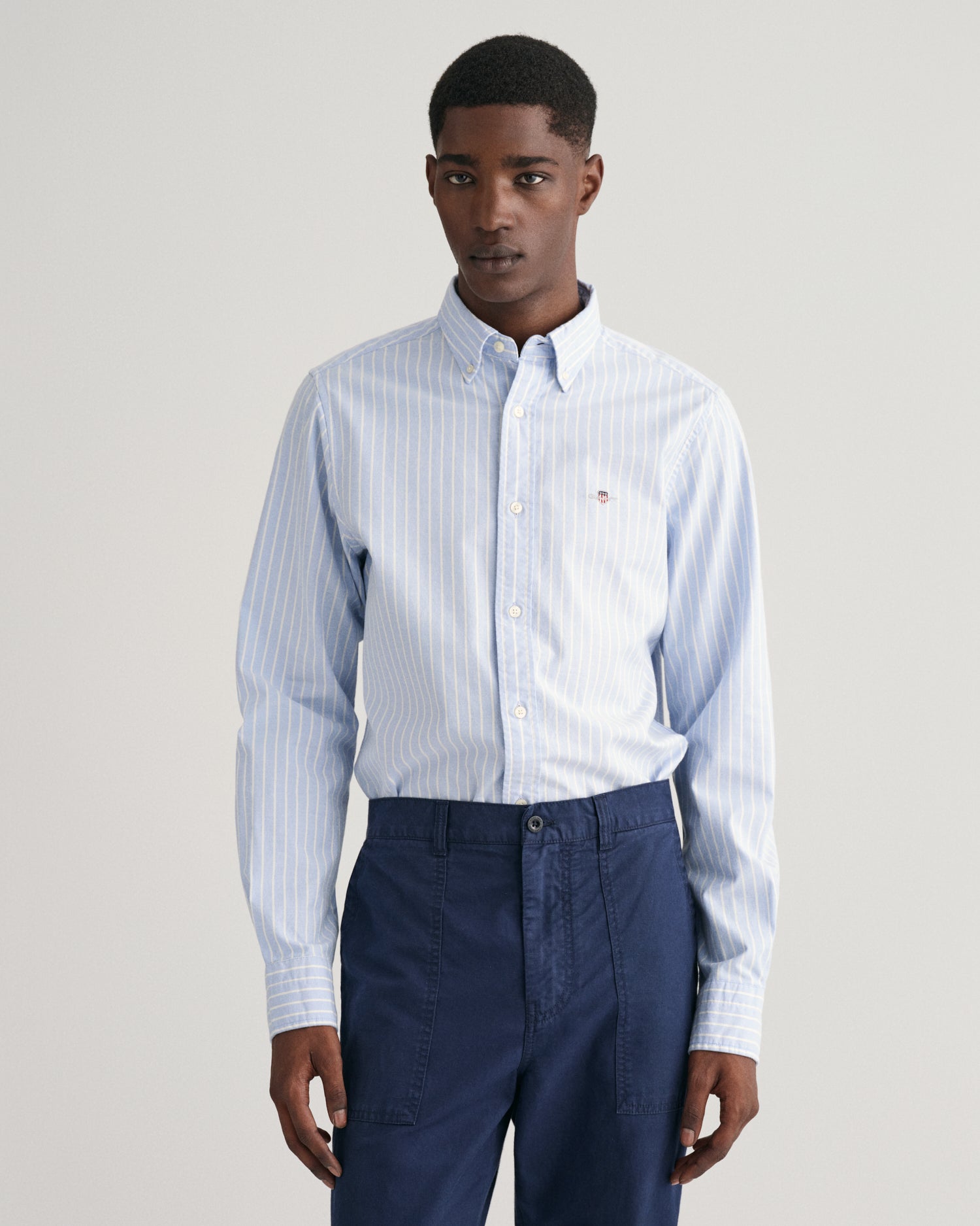 Slim Blue striped Oxford shirt