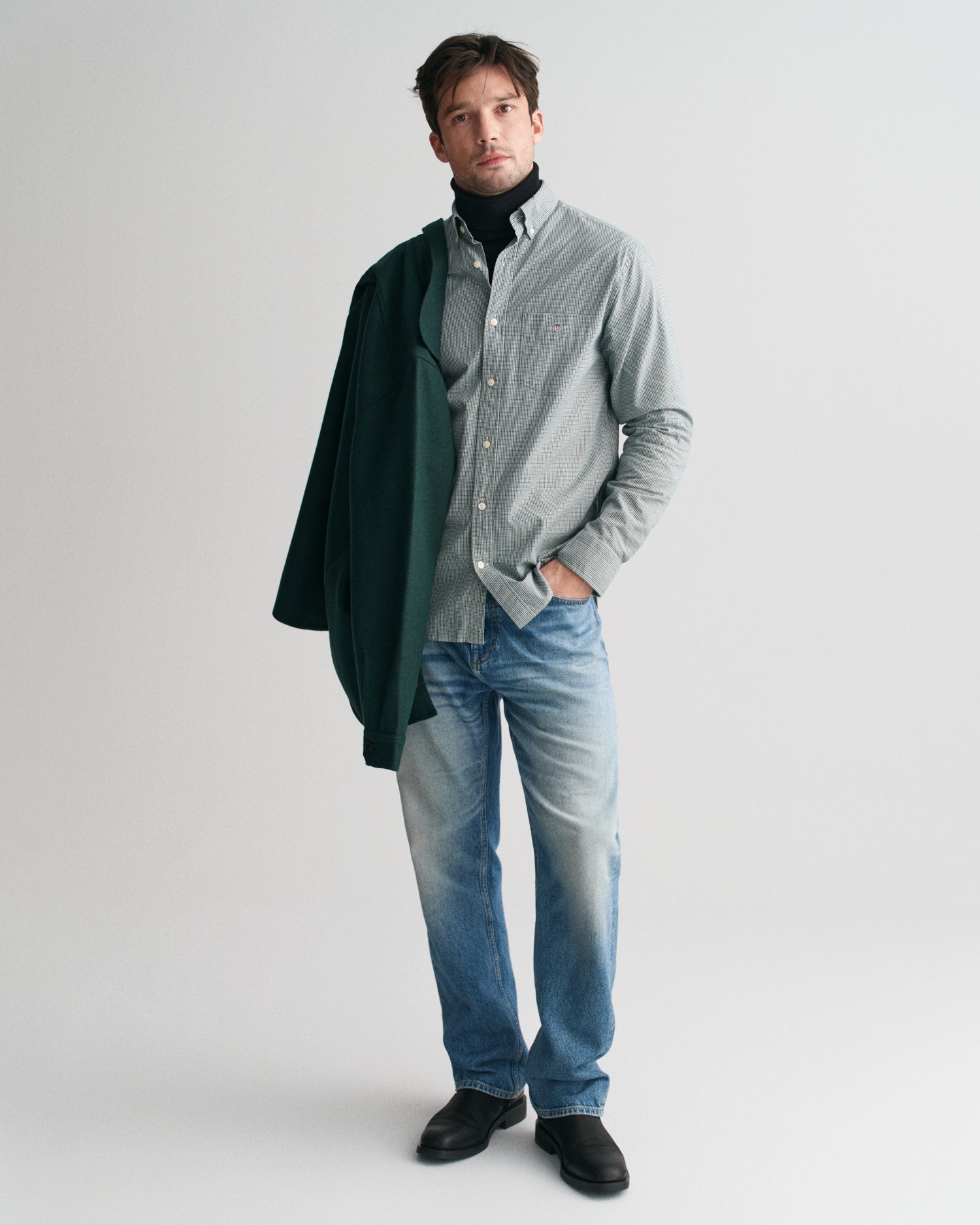 Green check Poplin shirt