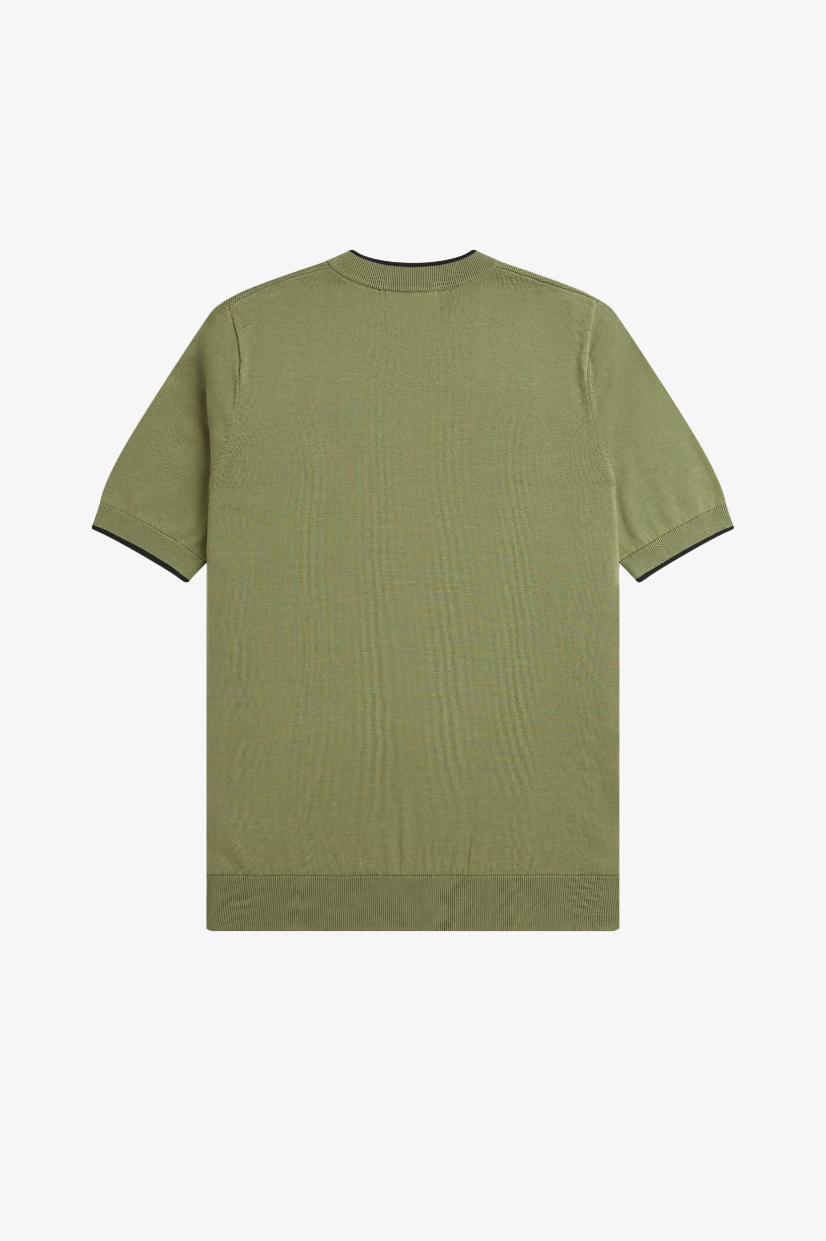 Texture Front Knitted T-Shirt Olive