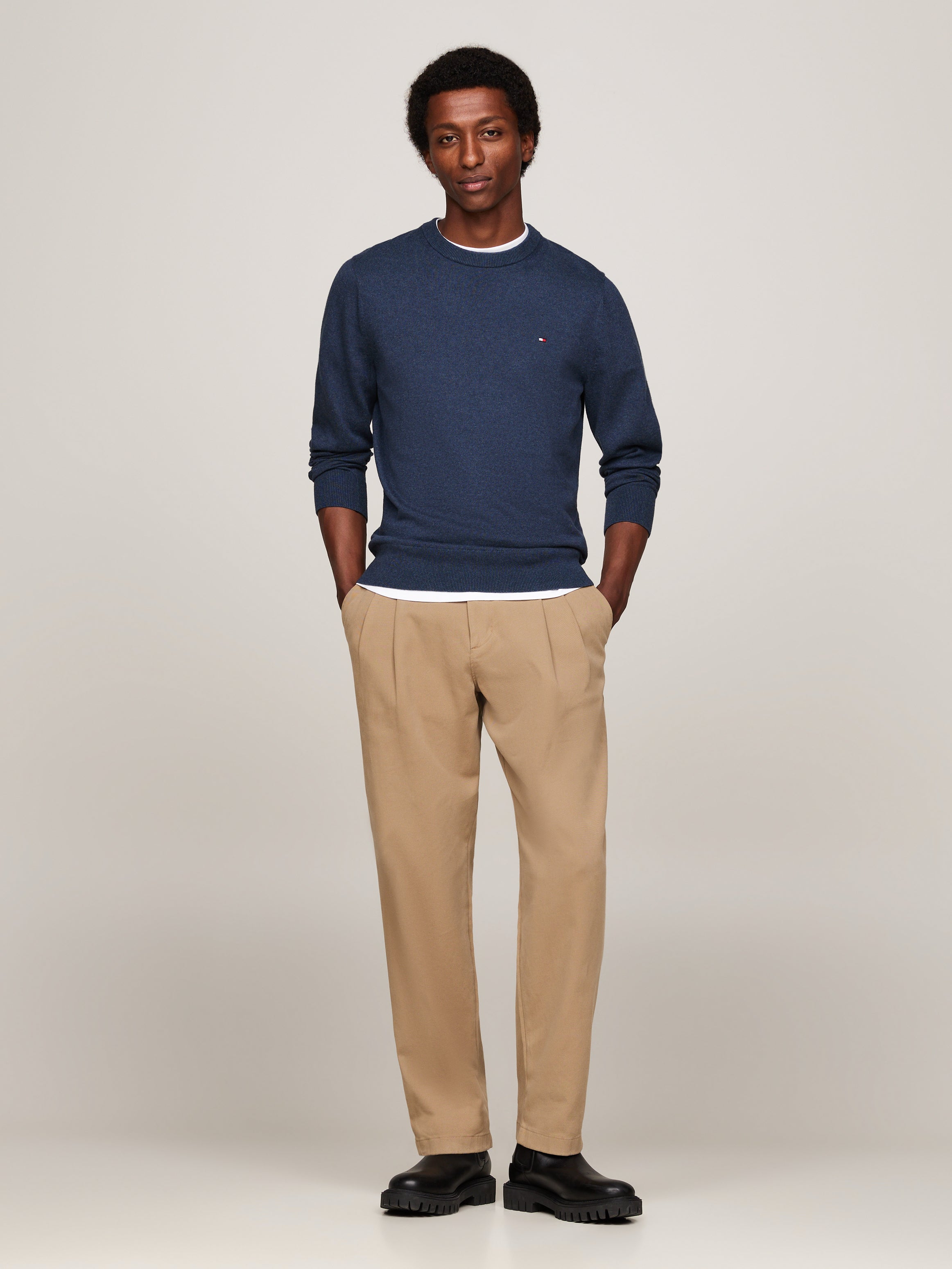 Heather blue navy crew neck jumper