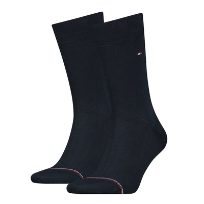 Tommy Hilfiger 2-Pack Rib-Knit Signature Tape Sock Navy