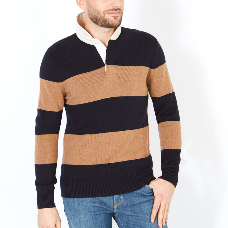 Navy polo collar Knitted Rugby jumper