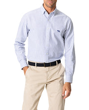 Gunn Oxford Stripe Sports Fit Shirt Sky Blue