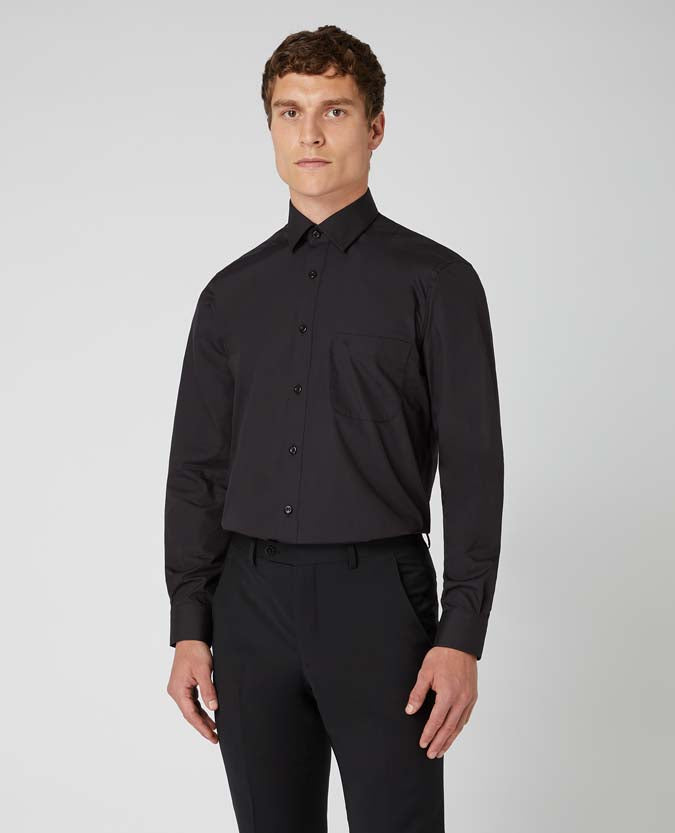 Black slim fit formal shirt