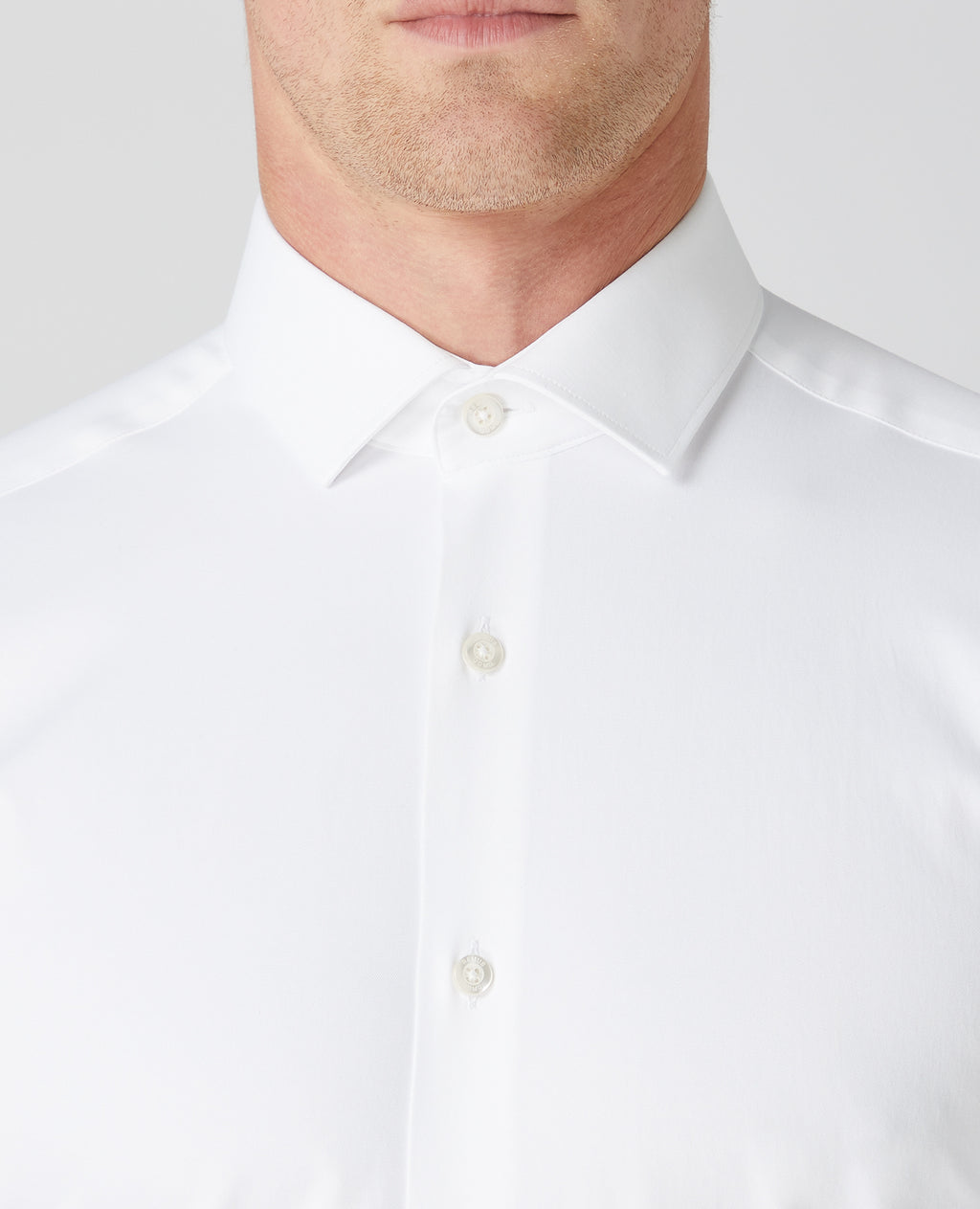 white stretch slim fit Long Sleeve Formal Shirt