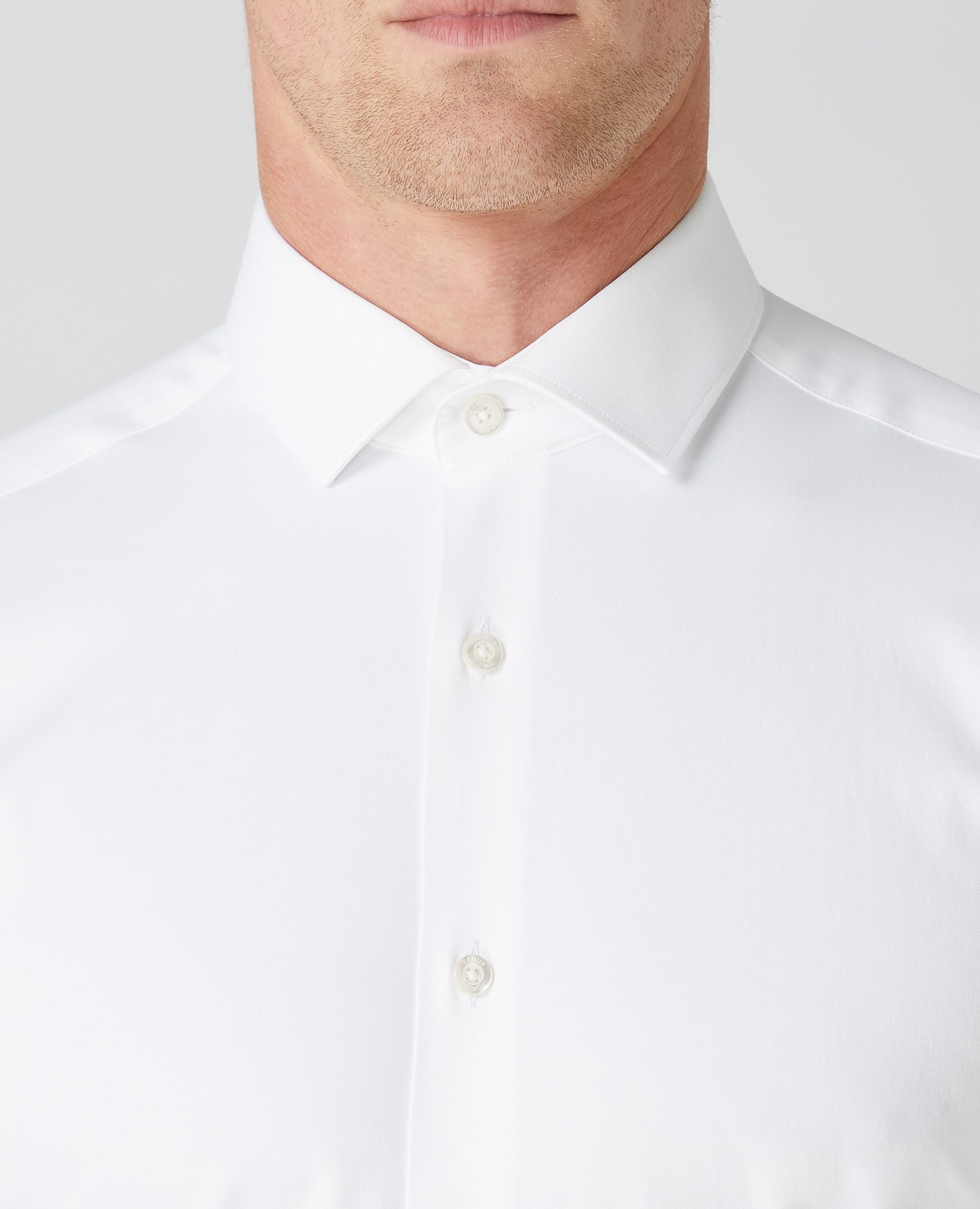 white stretch slim fit Long Sleeve Formal Shirt