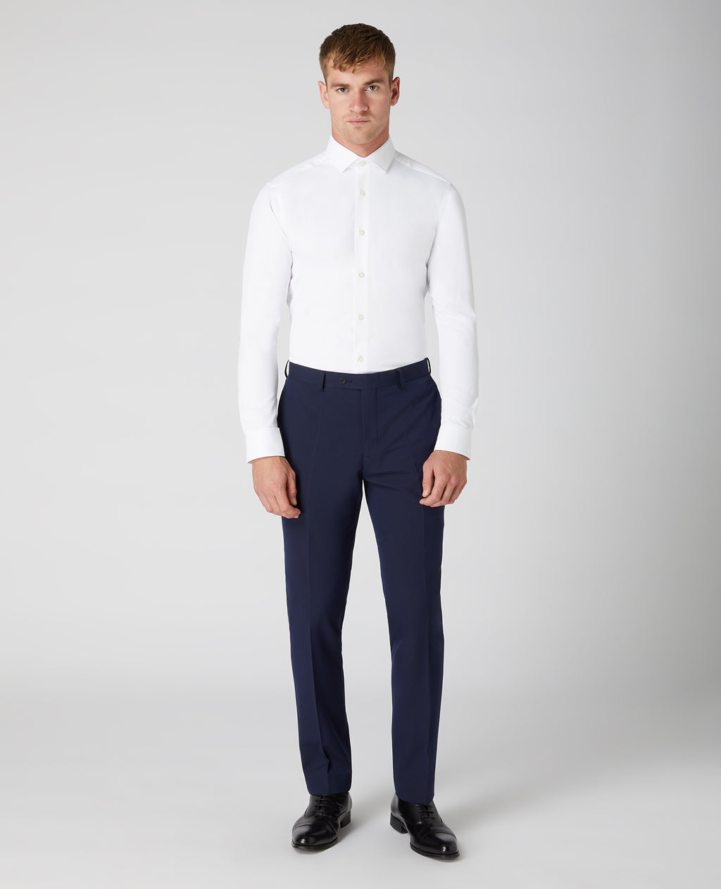 white stretch slim fit Long Sleeve Formal Shirt