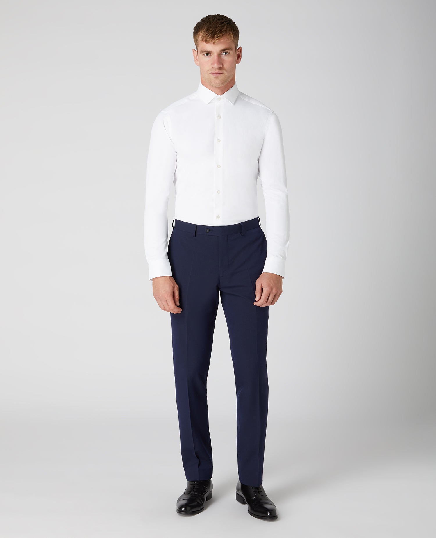 white stretch slim fit Long Sleeve Formal Shirt