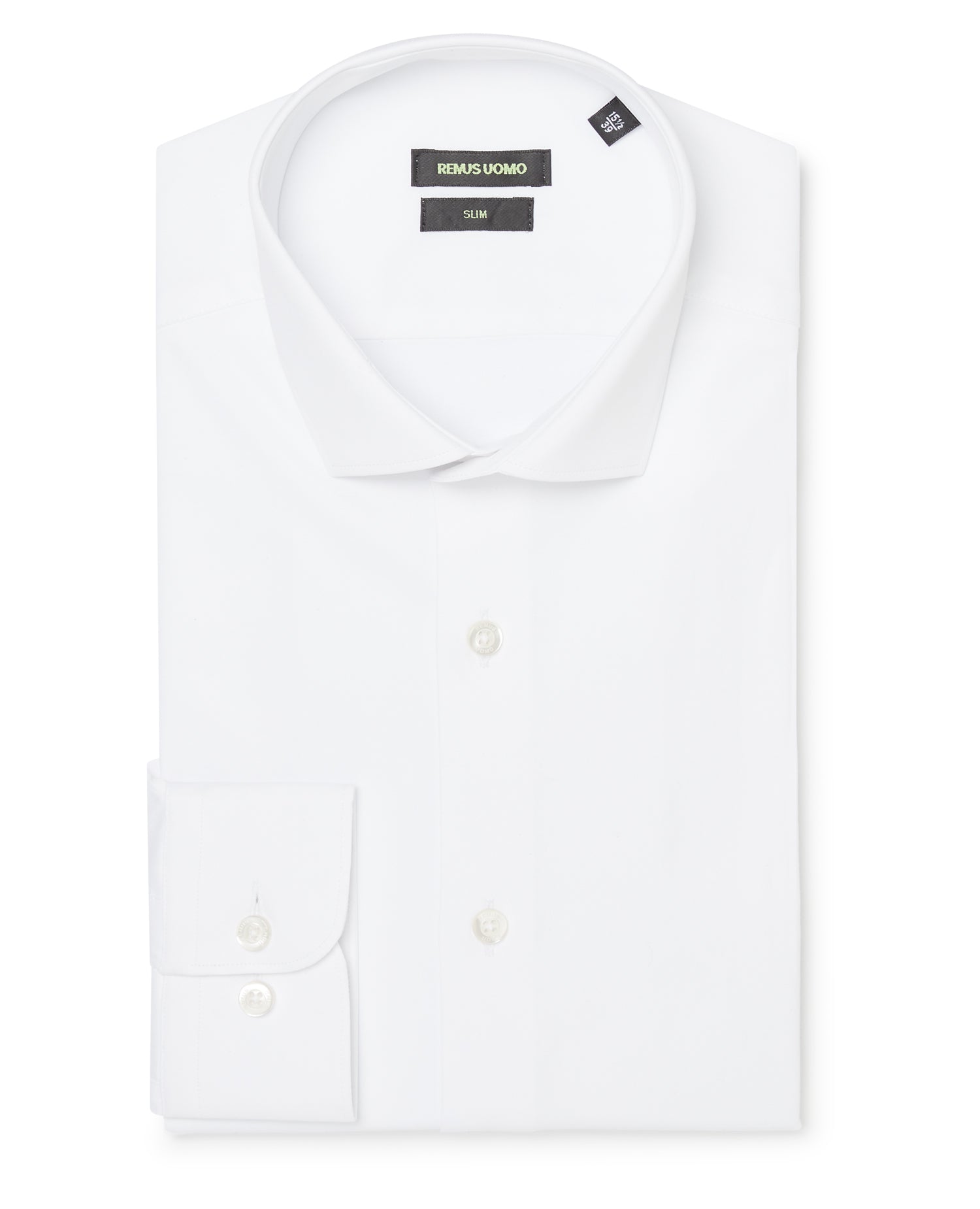 white stretch slim fit Long Sleeve Formal Shirt