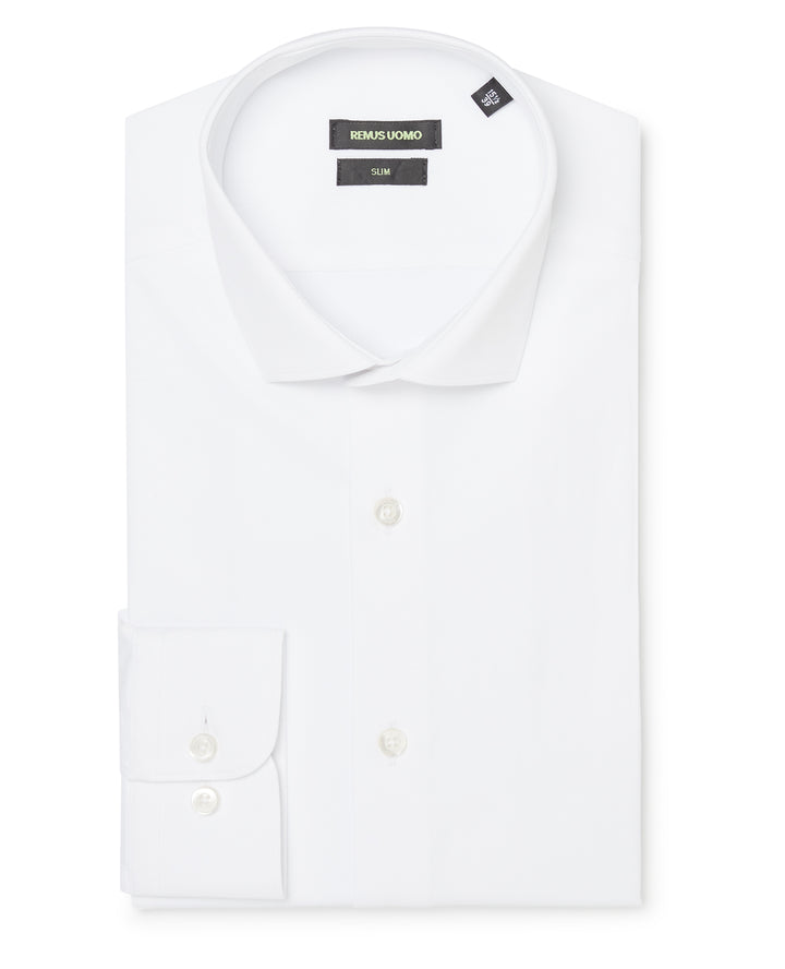 Remus Uomo white stretch slim fit Long Sleeve Formal Shirt