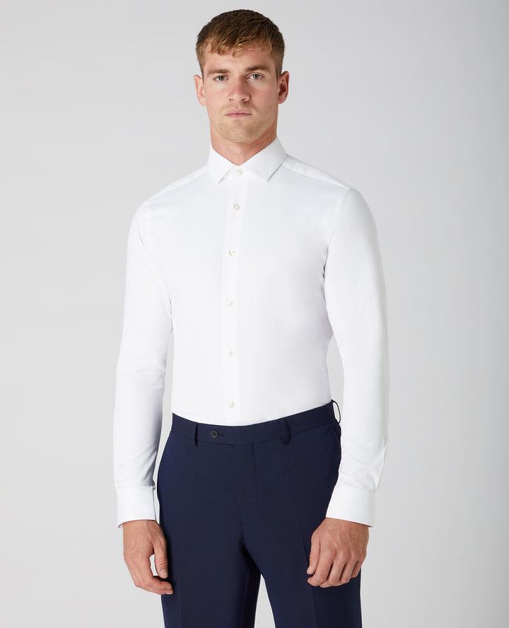 Remus Uomo white stretch slim fit Long Sleeve Formal Shirt