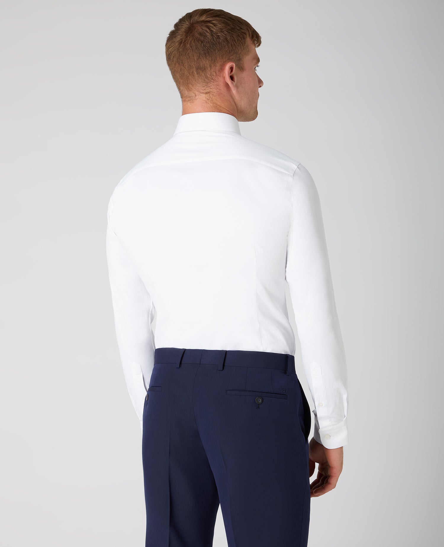 white stretch slim fit Long Sleeve Formal Shirt