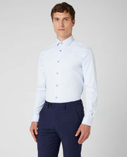 Blue stretch slim fit formal shirt