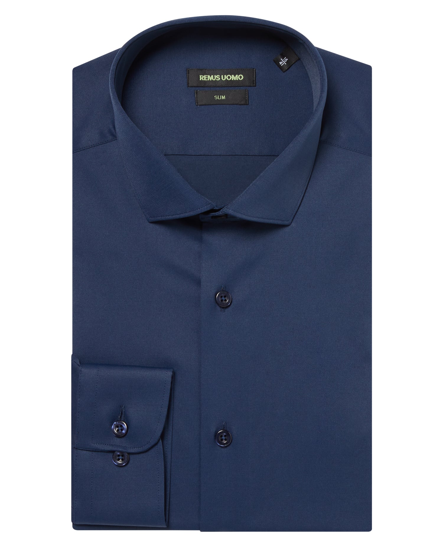 navy stretch slim fit long sleeve formal shirt