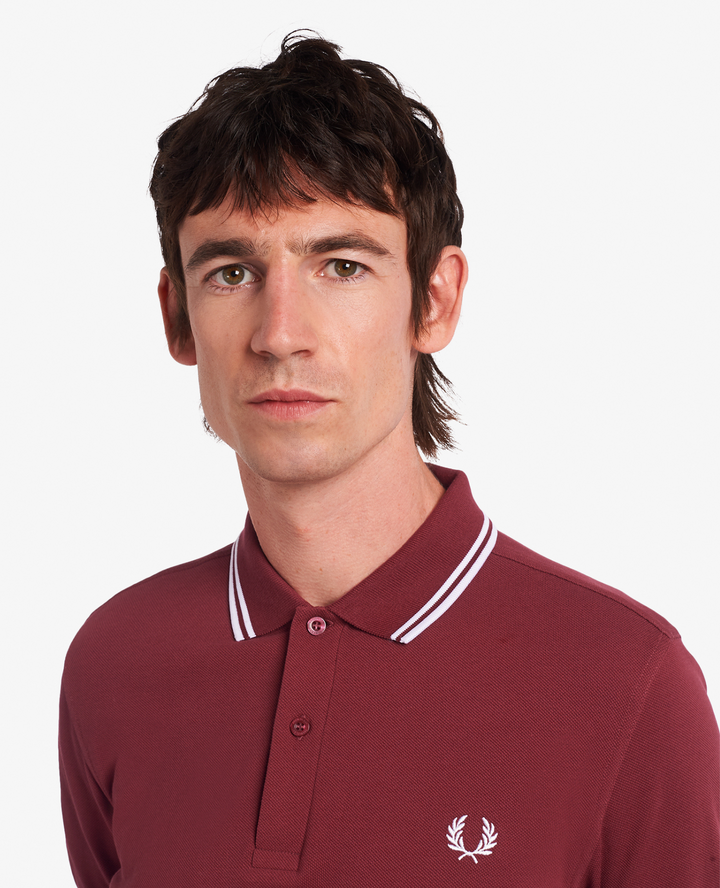 Burgundy short sleeve polo shirt