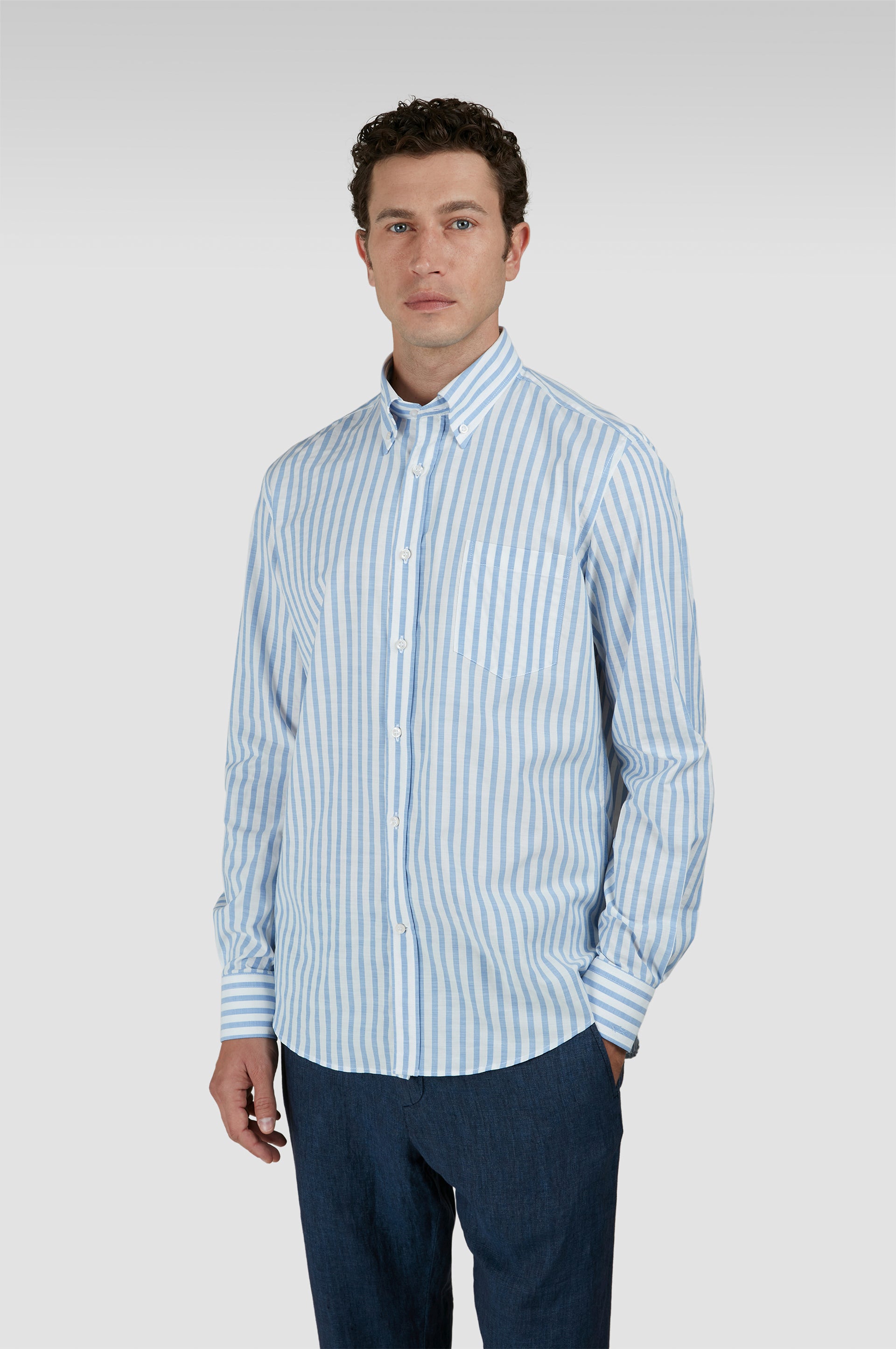 Blue stripe poplin shirt