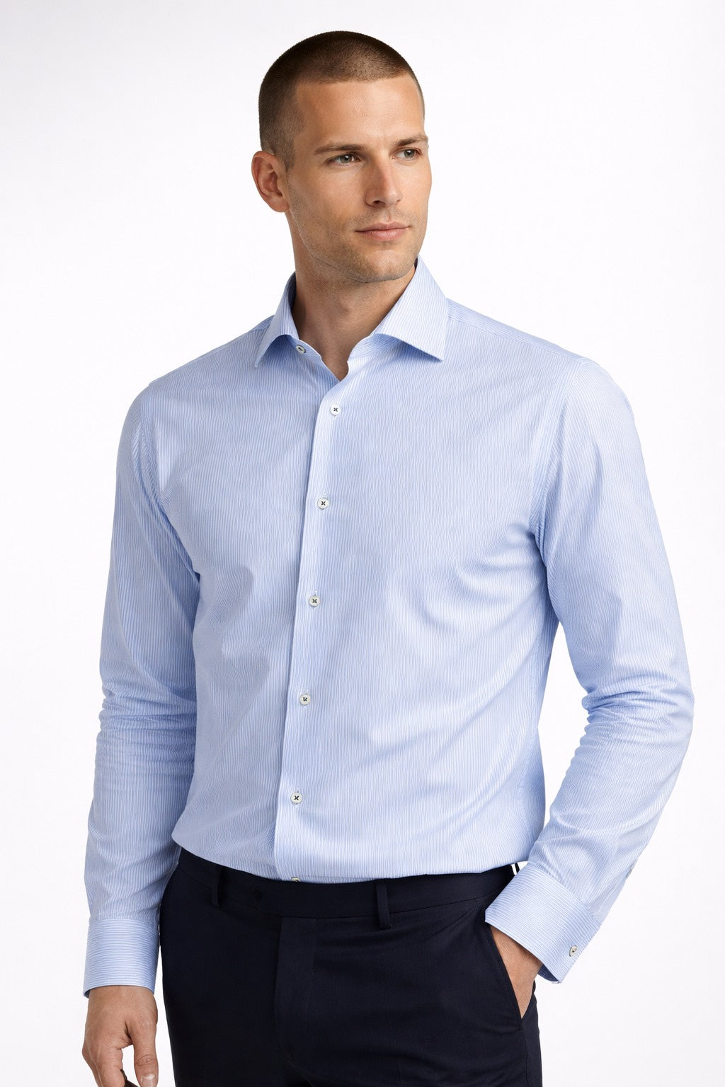 Blue micro Stripe Modern Fit Shirt