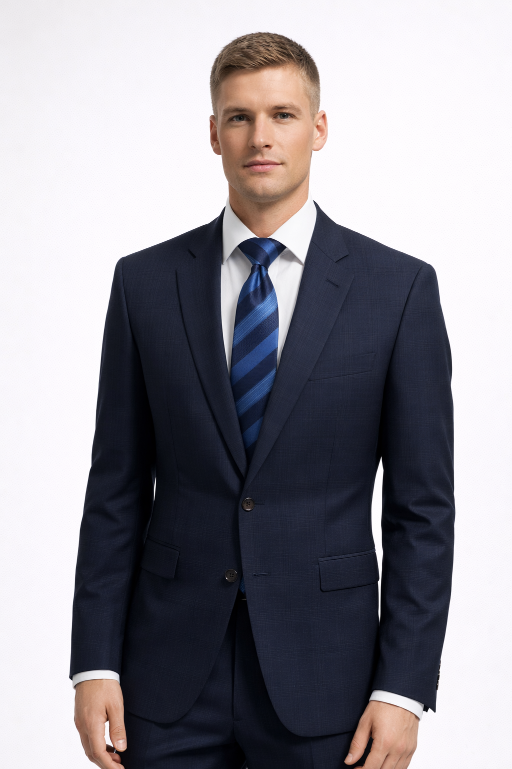 Self Check Navy Tapered Suit