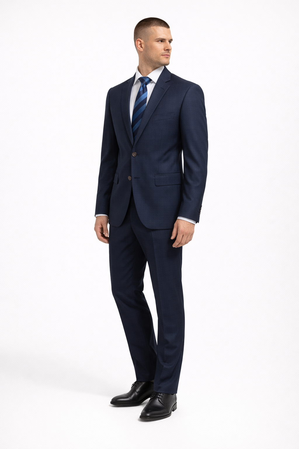 Self Check Navy Tapered Suit