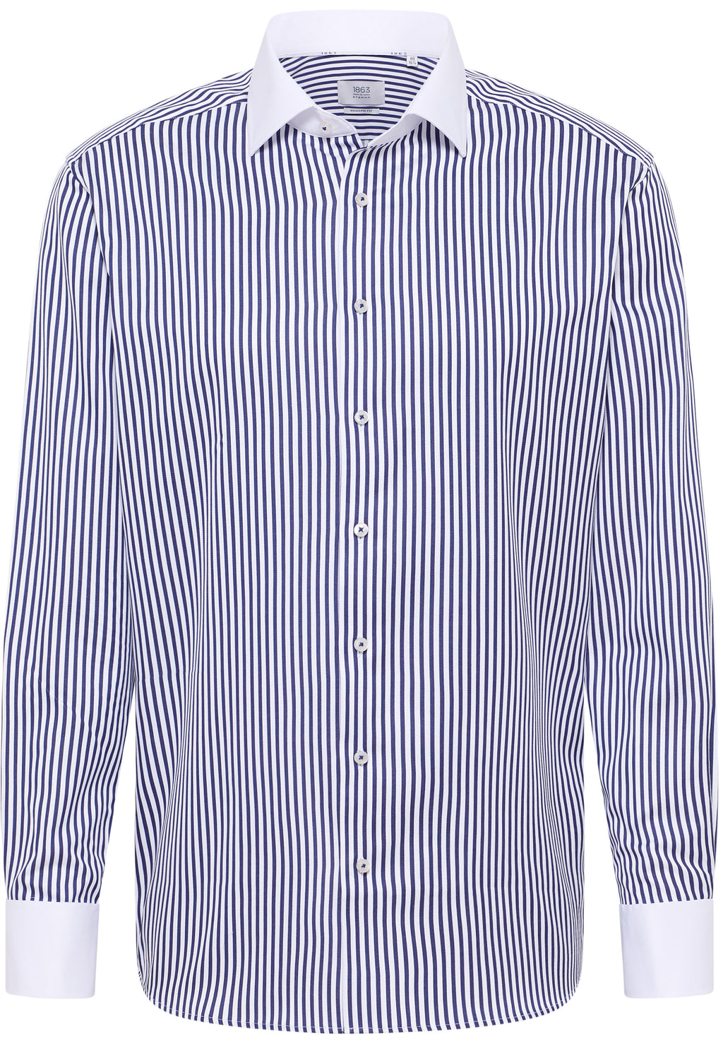 Navy Stripe Contrast Collar Shirt