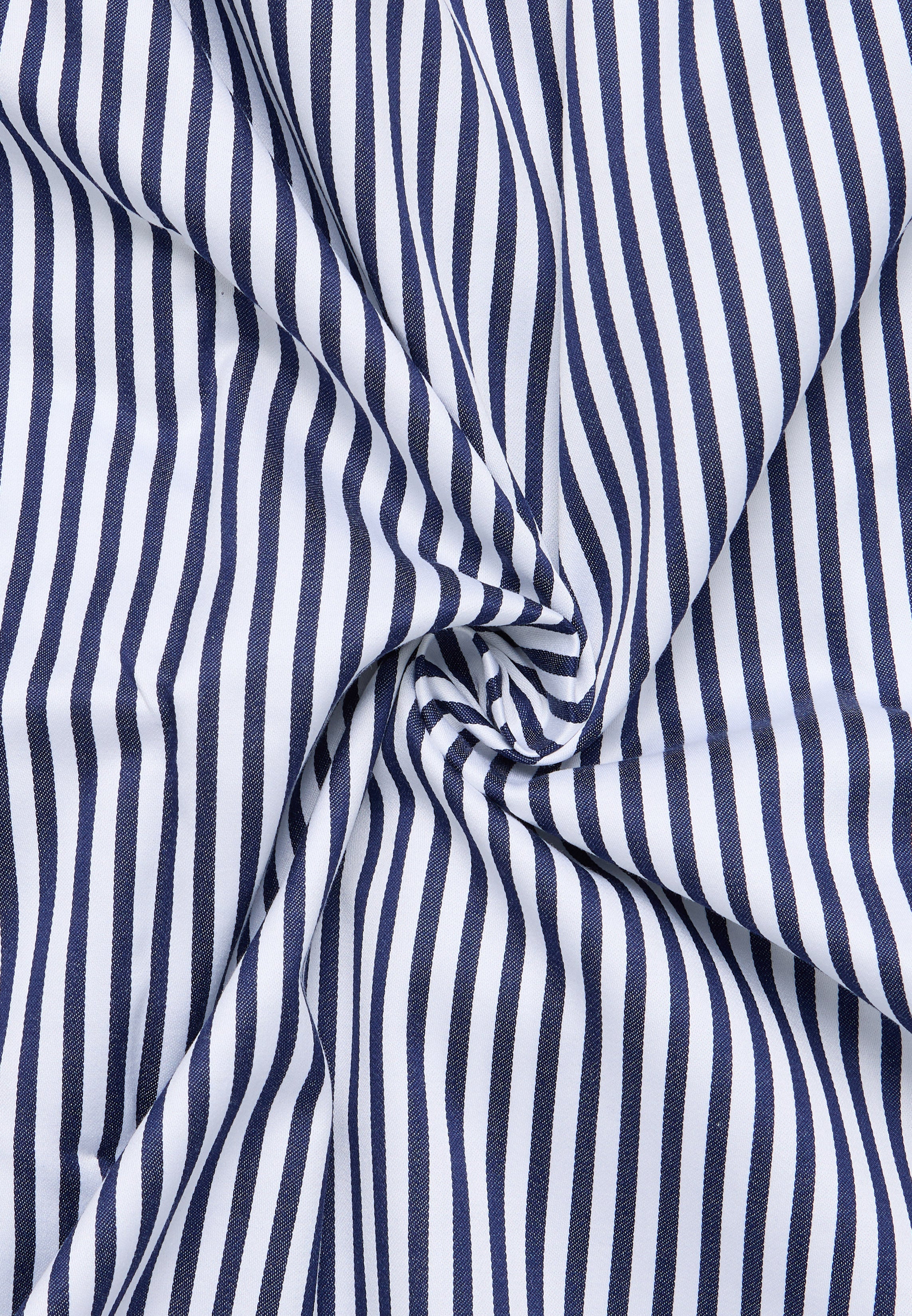 Navy Stripe Contrast Collar Shirt