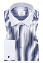Navy Stripe Contrast Collar Shirt