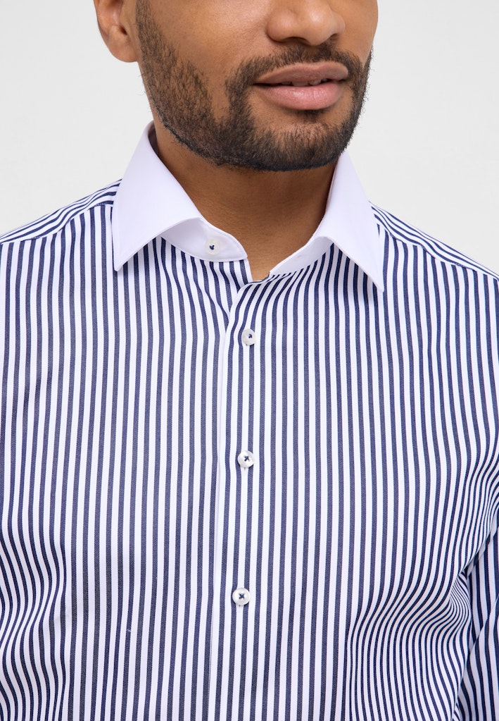 Contrast Collar stripe shirt