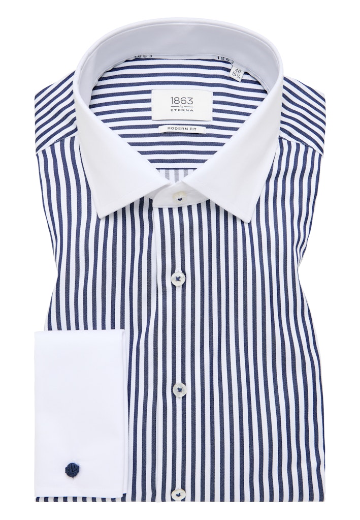 Contrast Collar stripe shirt