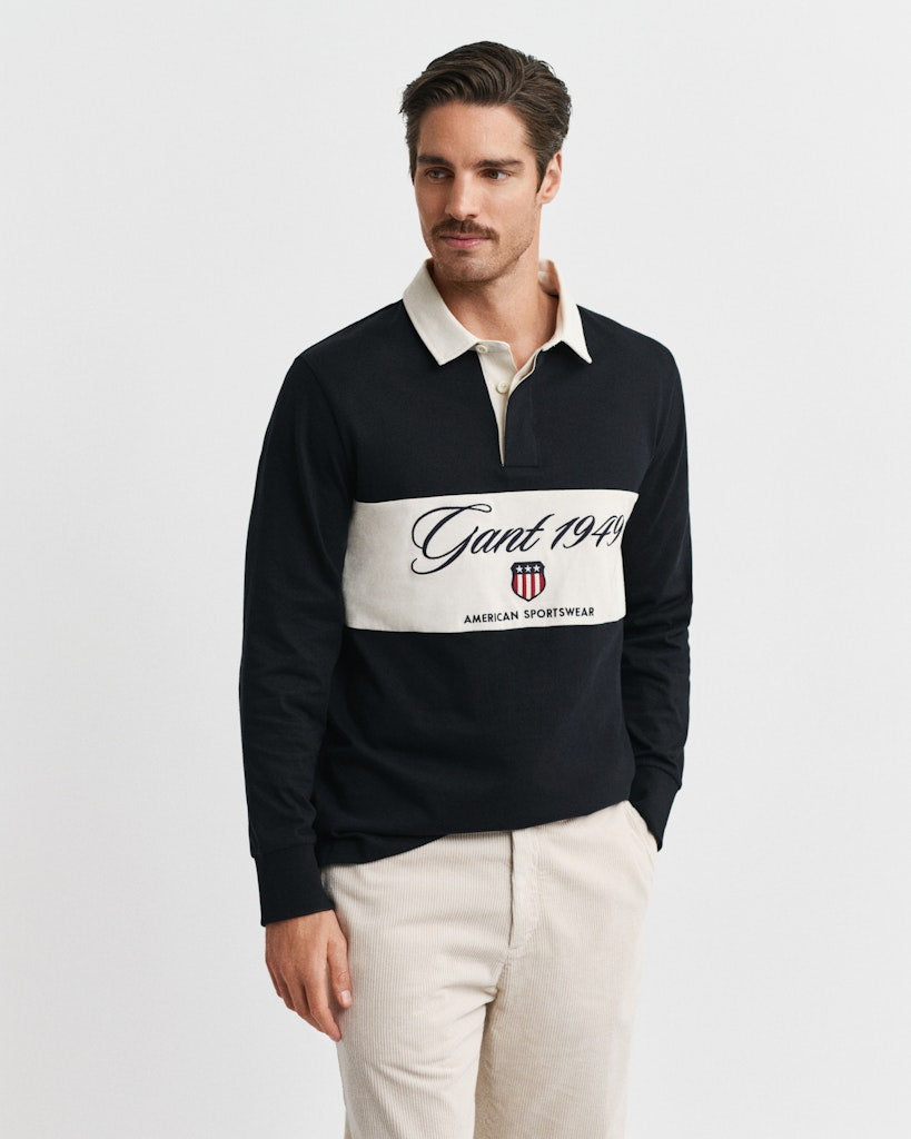 GANT Blocked Heavy Rugger black and cream 2067094
