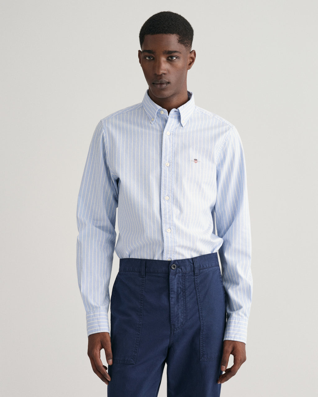Slim Blue striped Oxford shirt