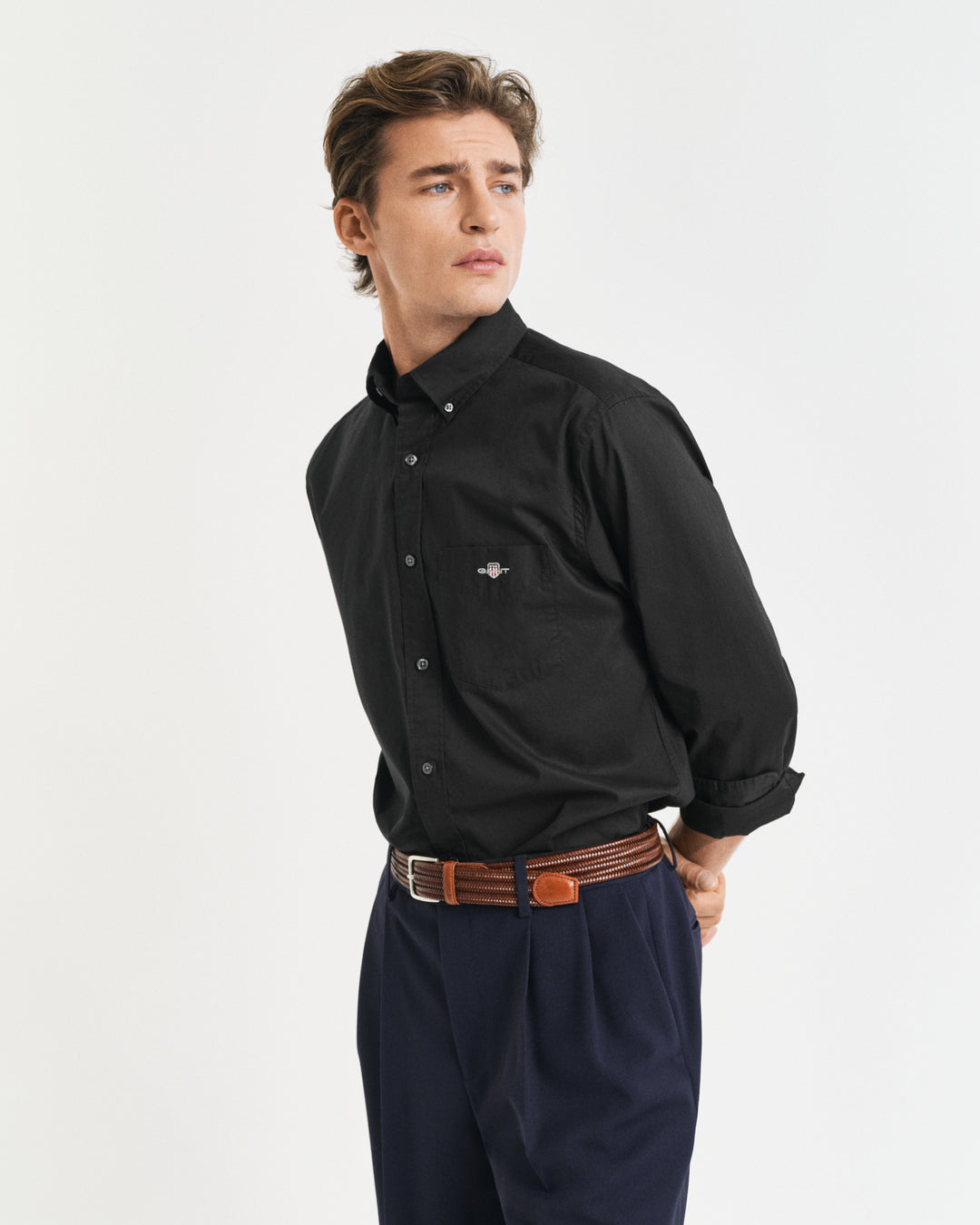 Black poplin shirt