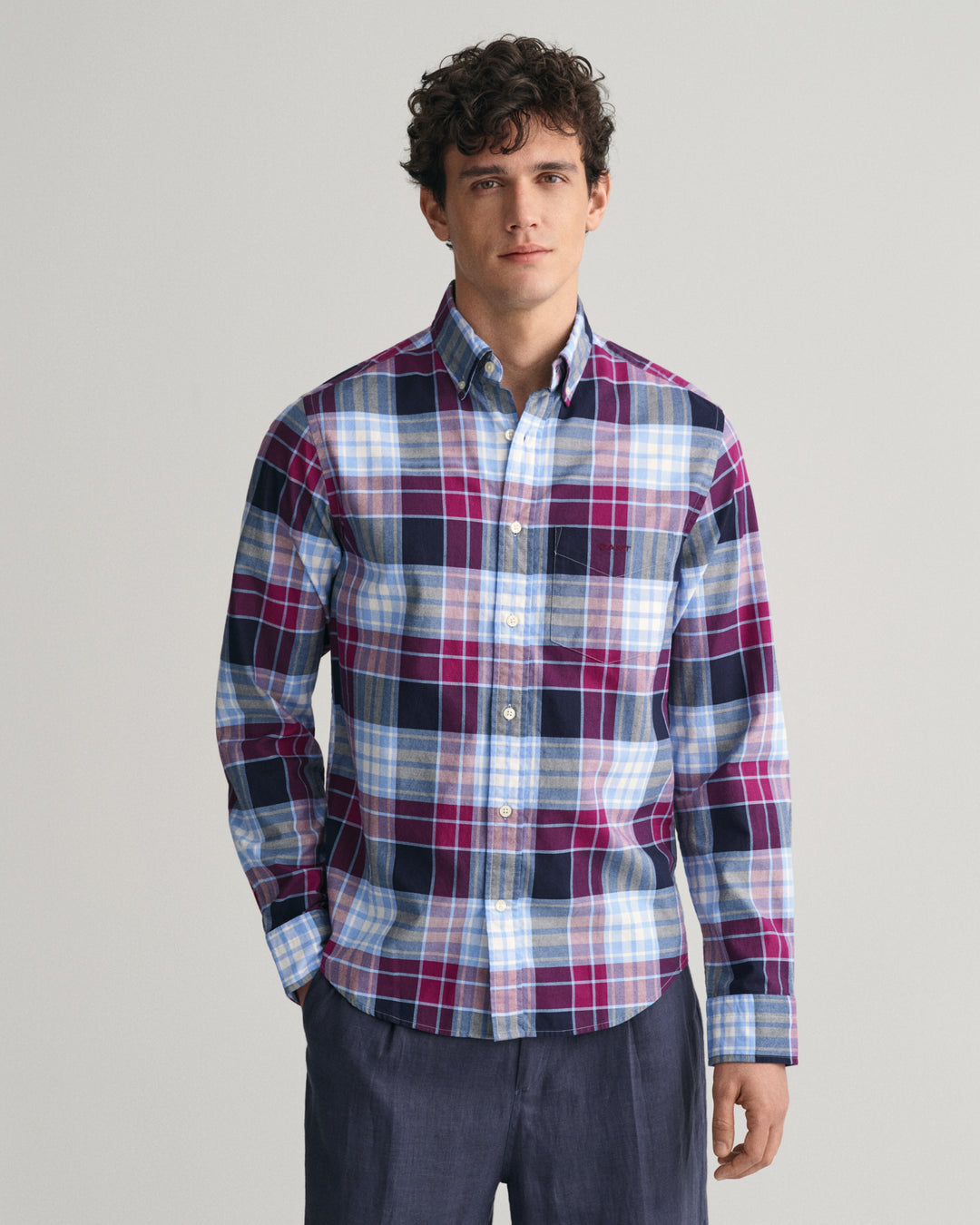 Purple check Oxford shirt