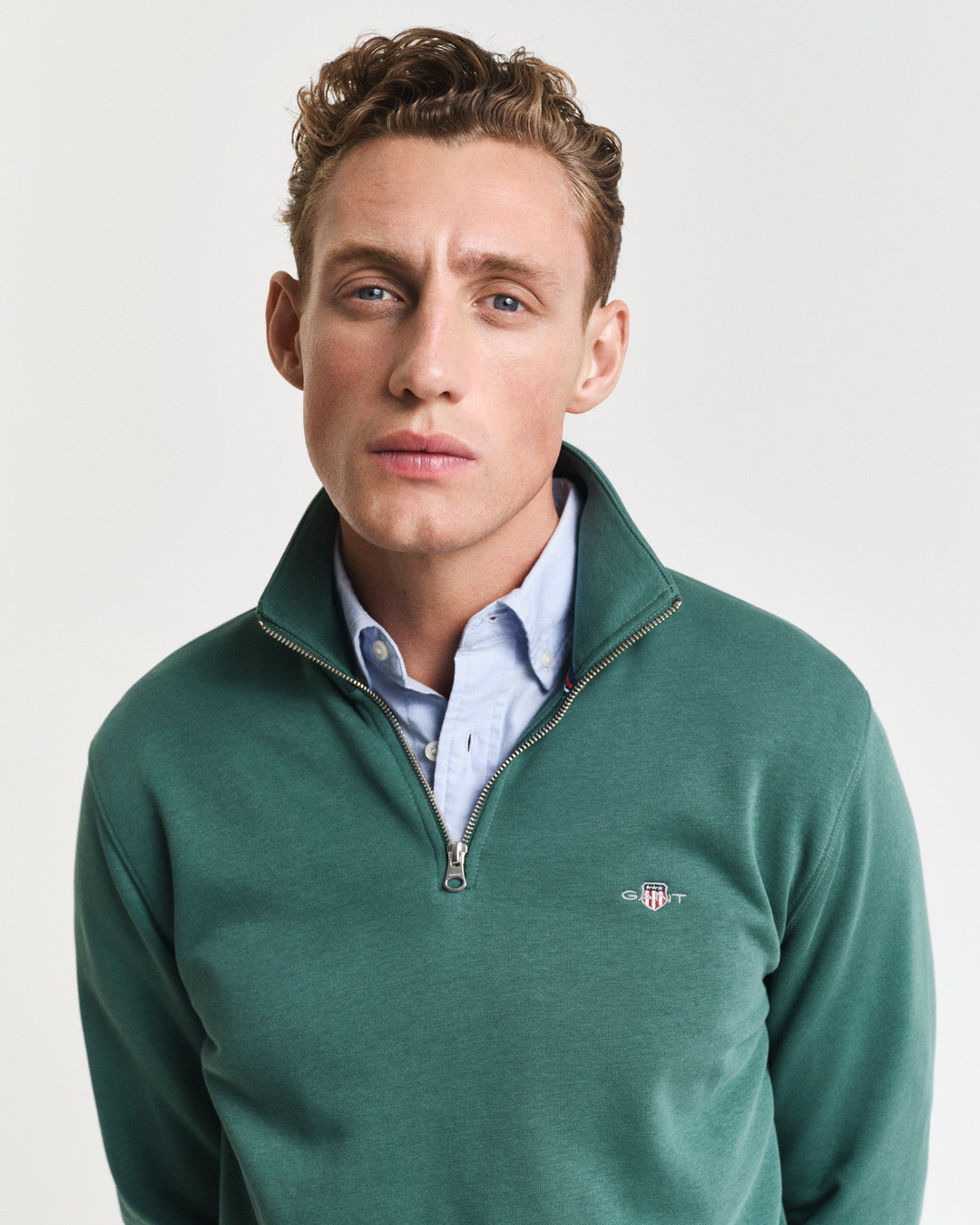 Woody green logo quarter zip