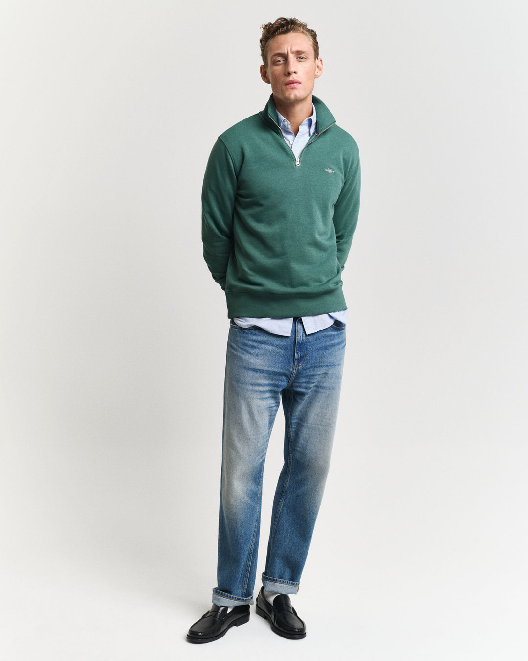 Woody green logo quarter zip