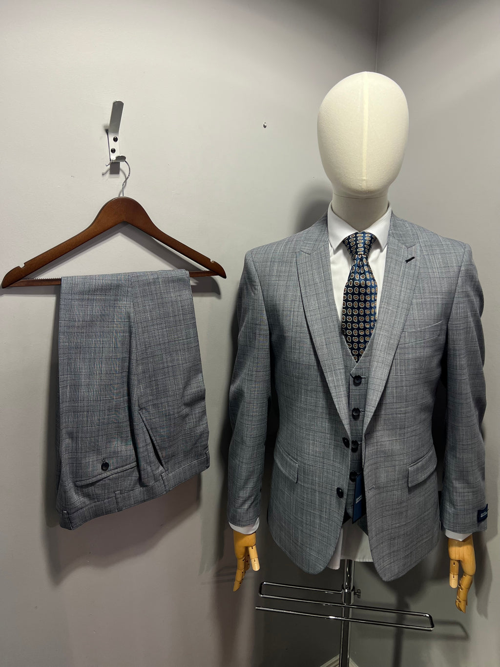 Grey check Tapered suit