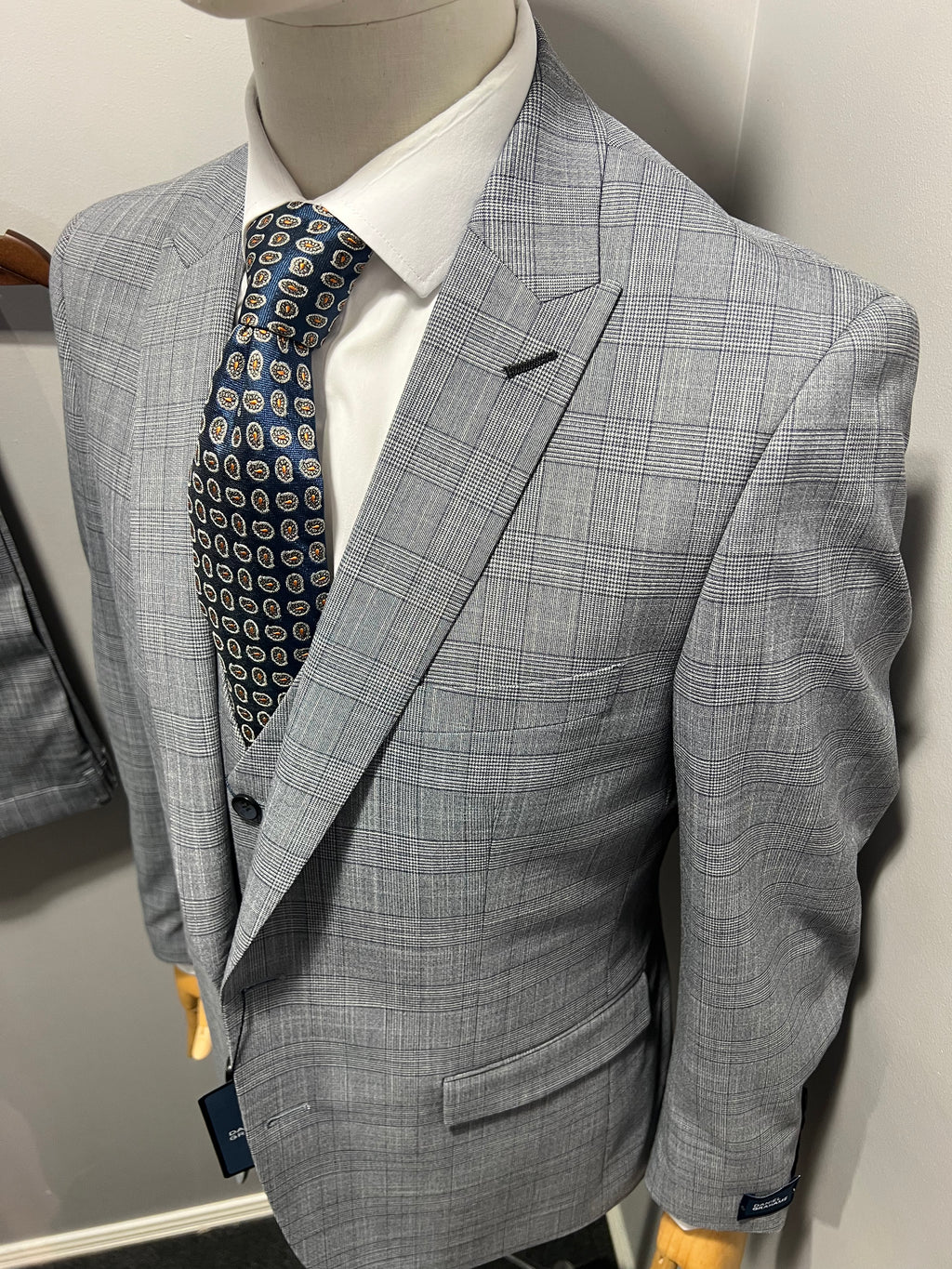 Grey check Tapered suit
