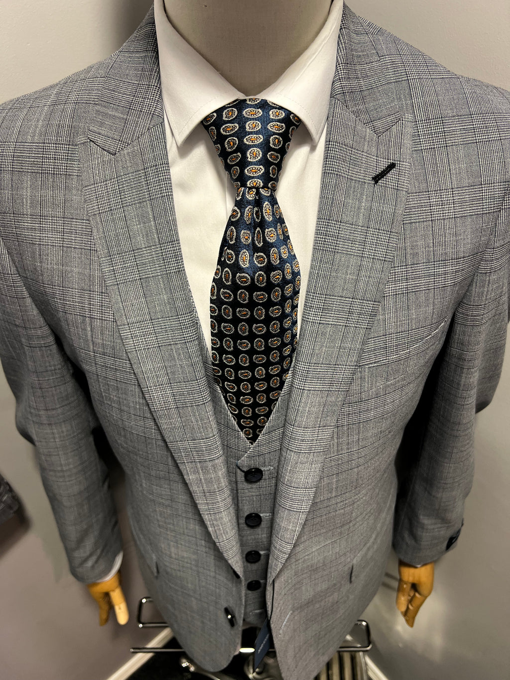 Grey check Tapered suit