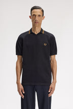 Fred Perry Black Knitted Polo Shirt