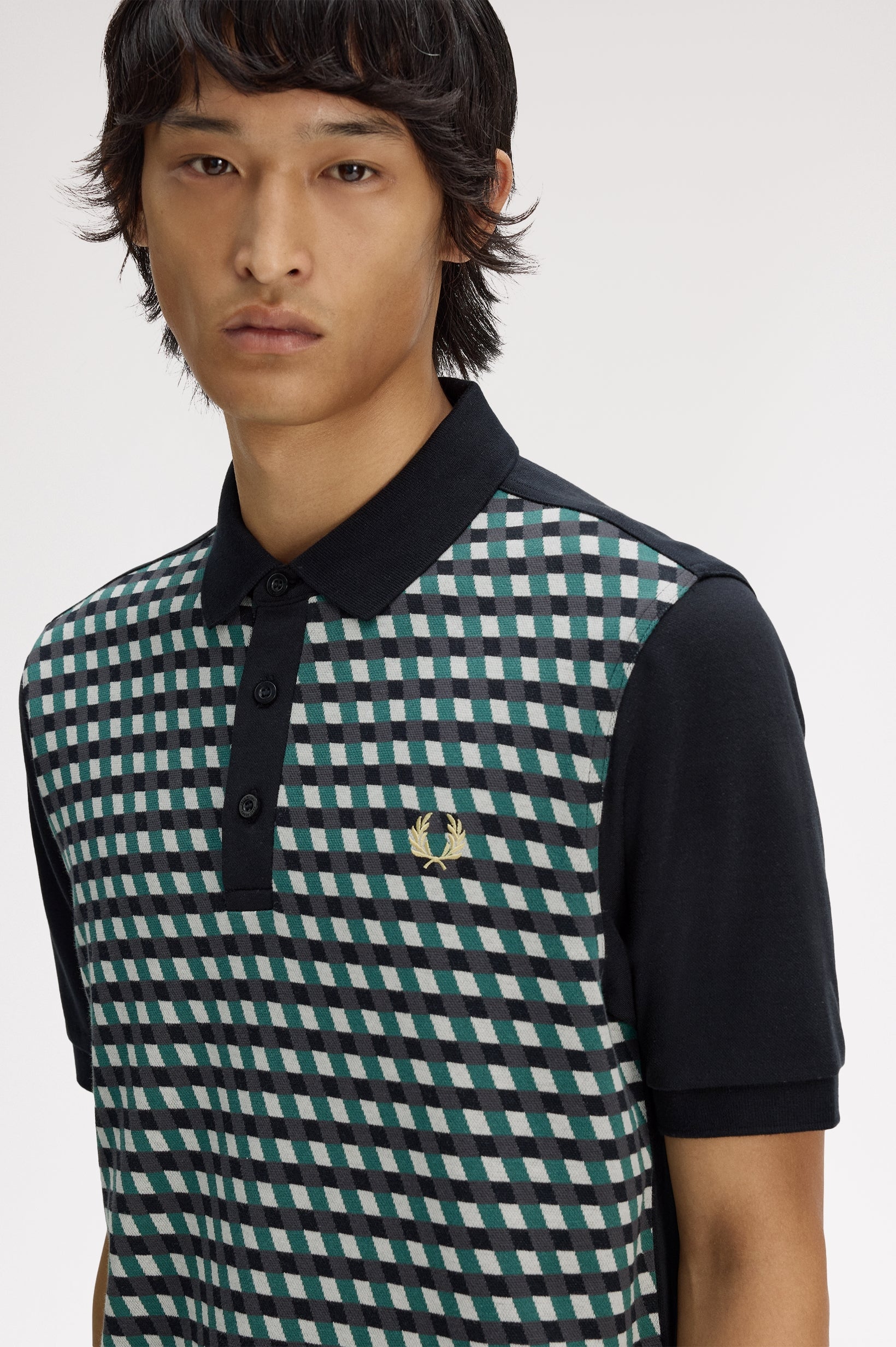 Geometric Knitted Polo Shirt