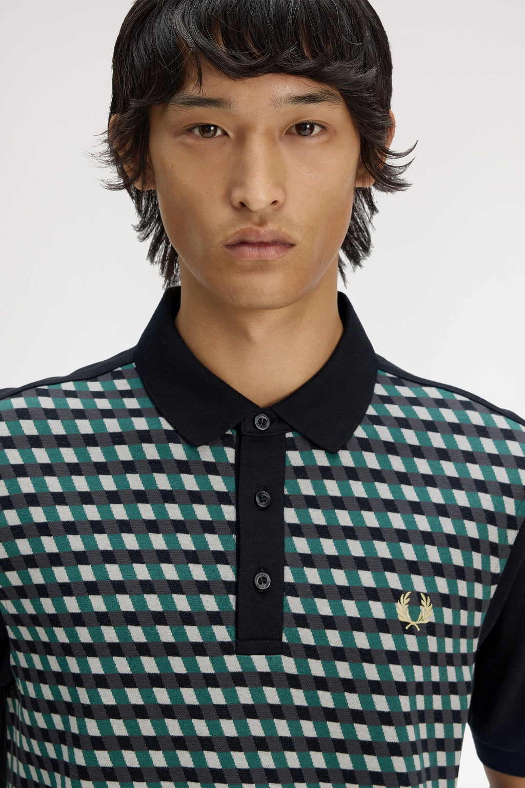 Geometric Knitted Polo Shirt