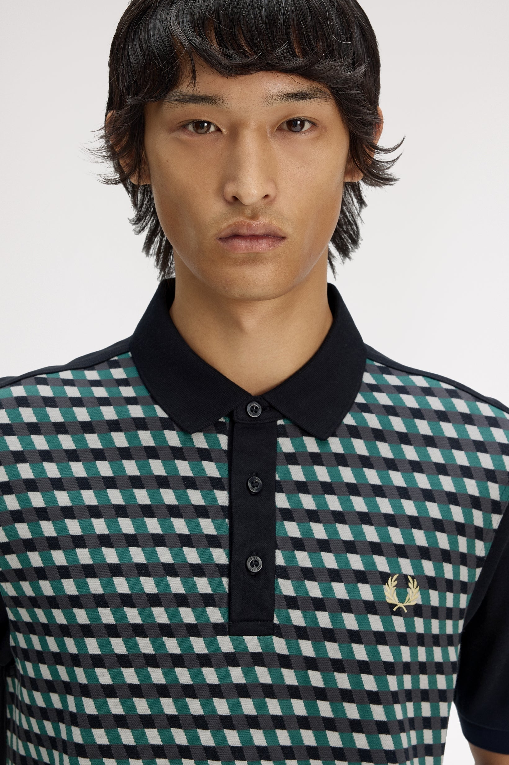 Geometric Knitted Polo Shirt