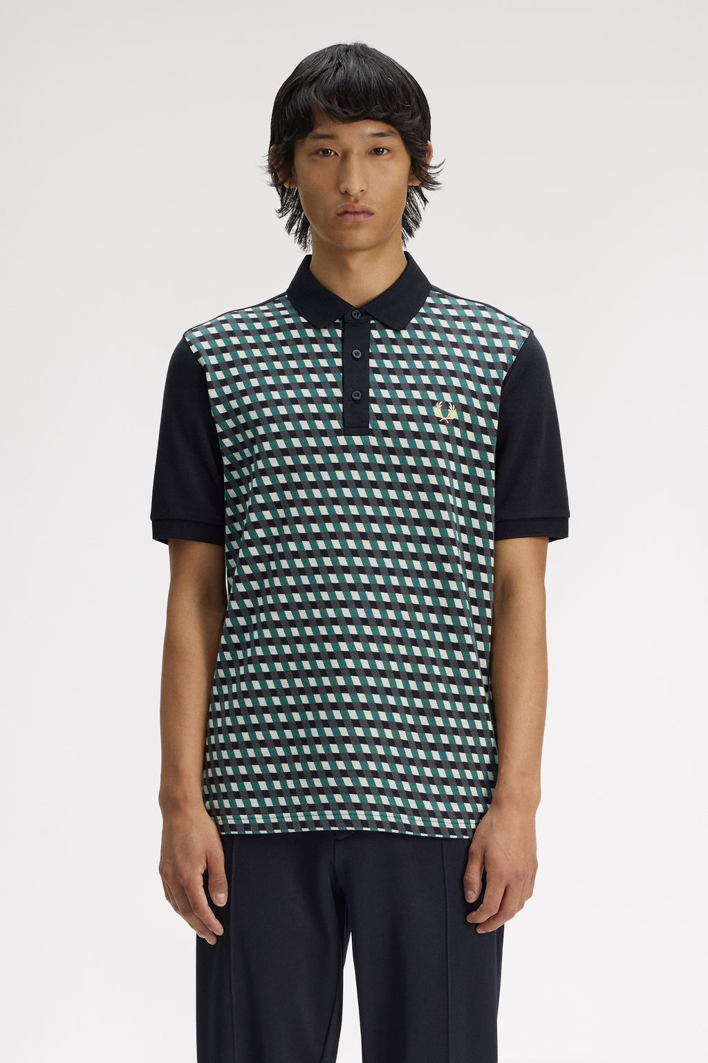 Geometric Knitted Polo Shirt