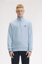 Fred Perry Light smoke grey quarter zip sweatshirt Front 