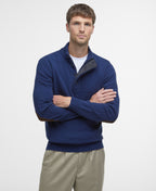 Barbour Half Zip Knitted Jumper in Blue 100% Wool MKN0585 P-11476 front view.