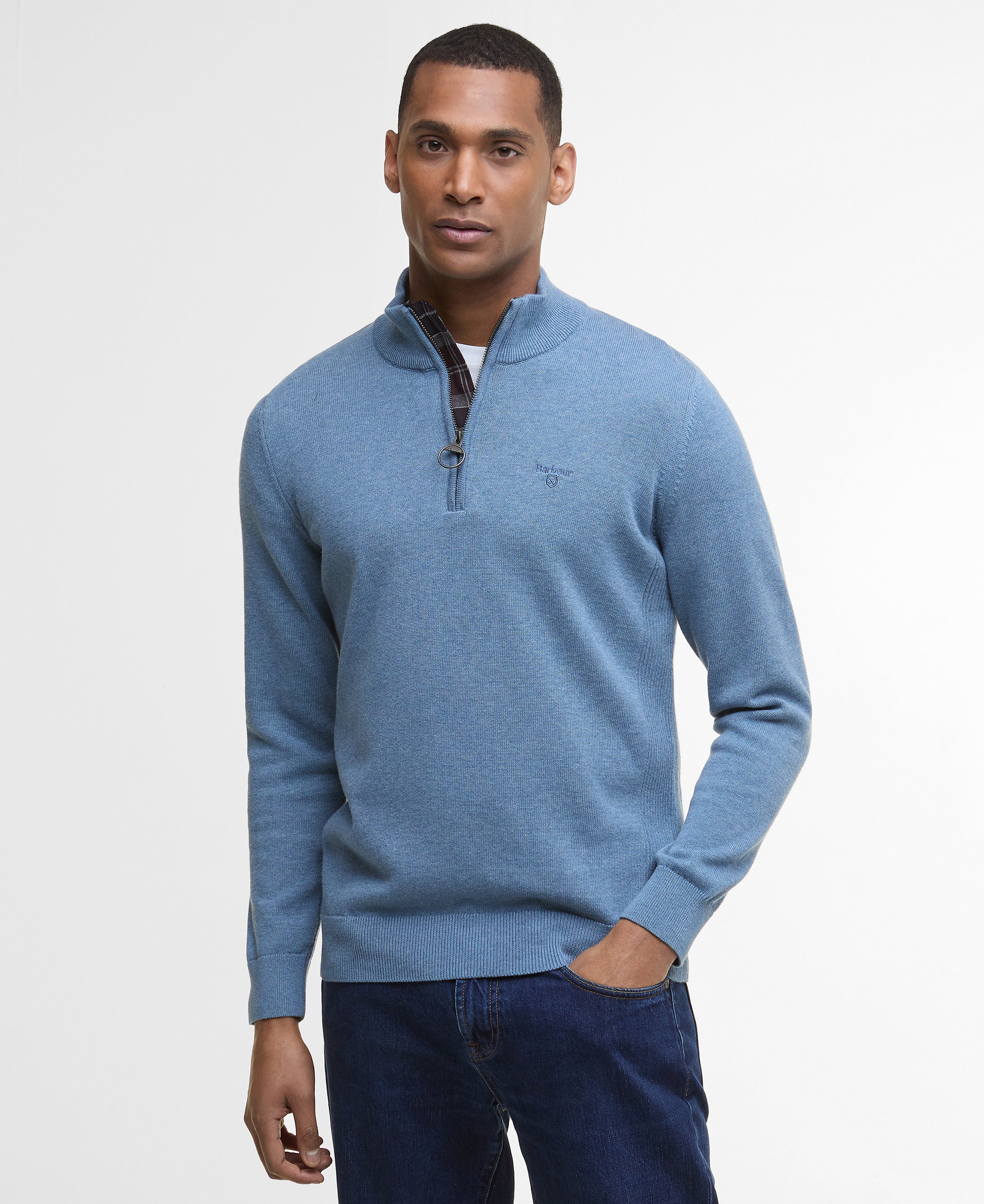 Cotton Half Zip Knitted Jumper