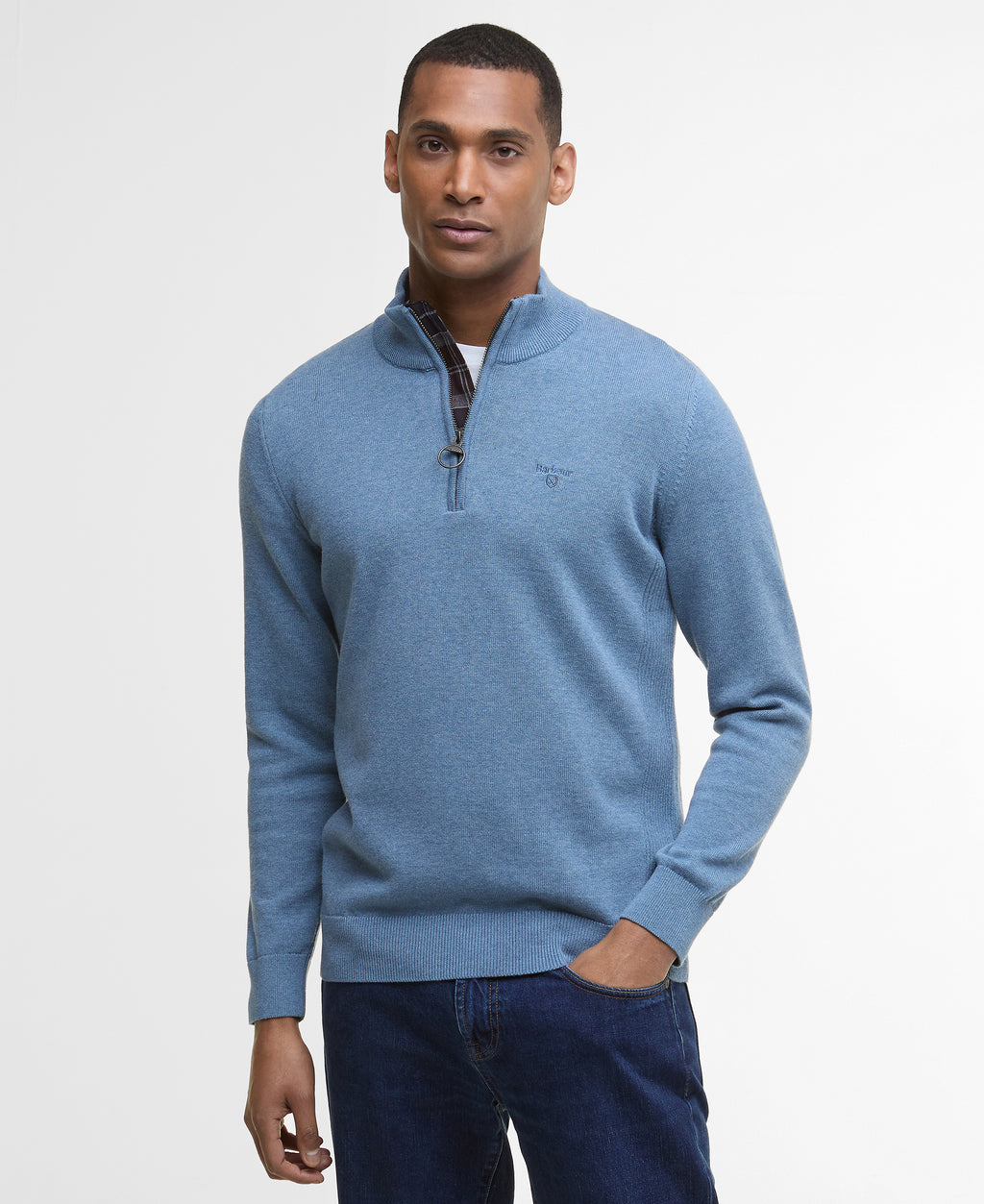 Cotton Half Zip Knitted Jumper