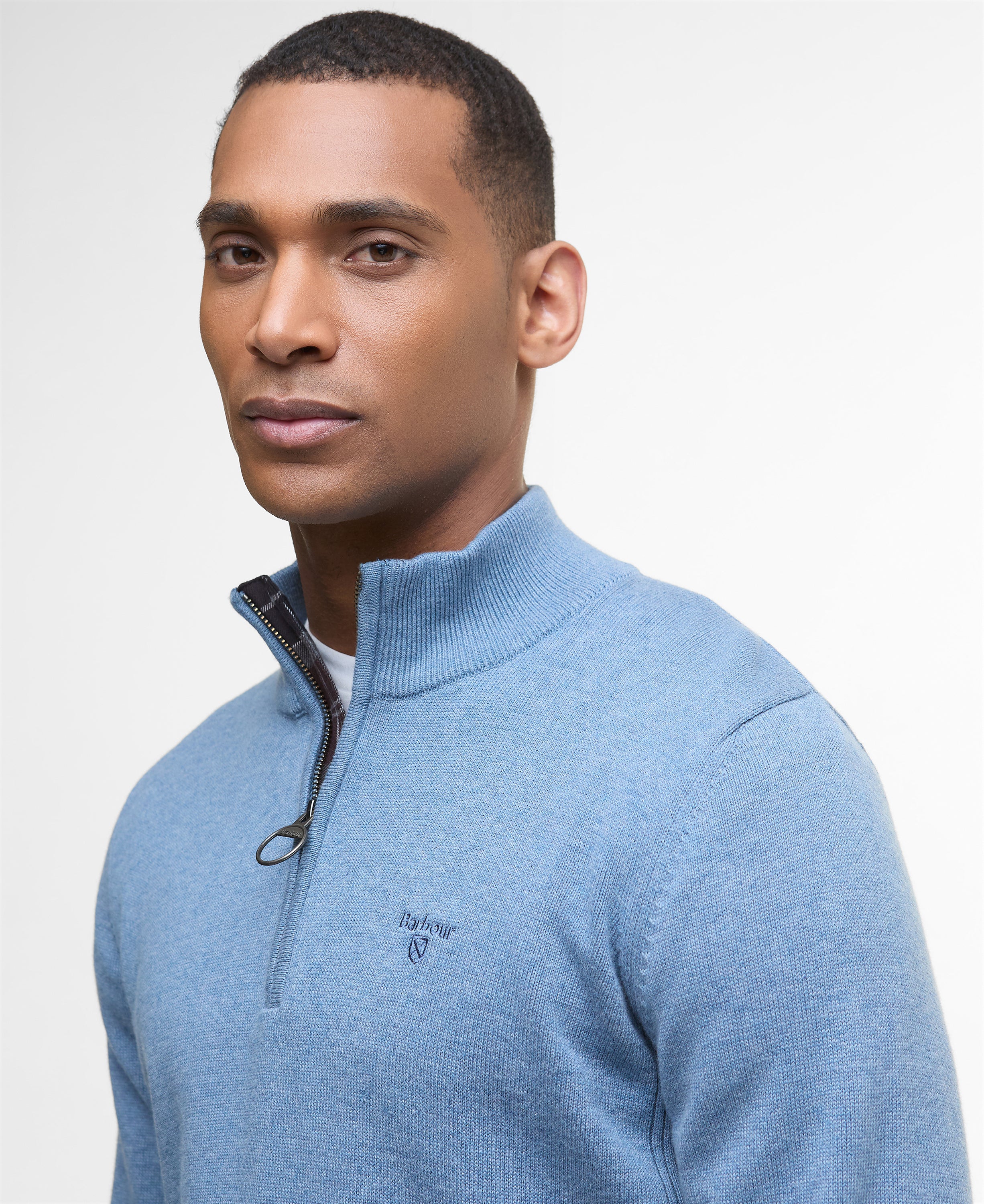 Cotton Half Zip Knitted Jumper