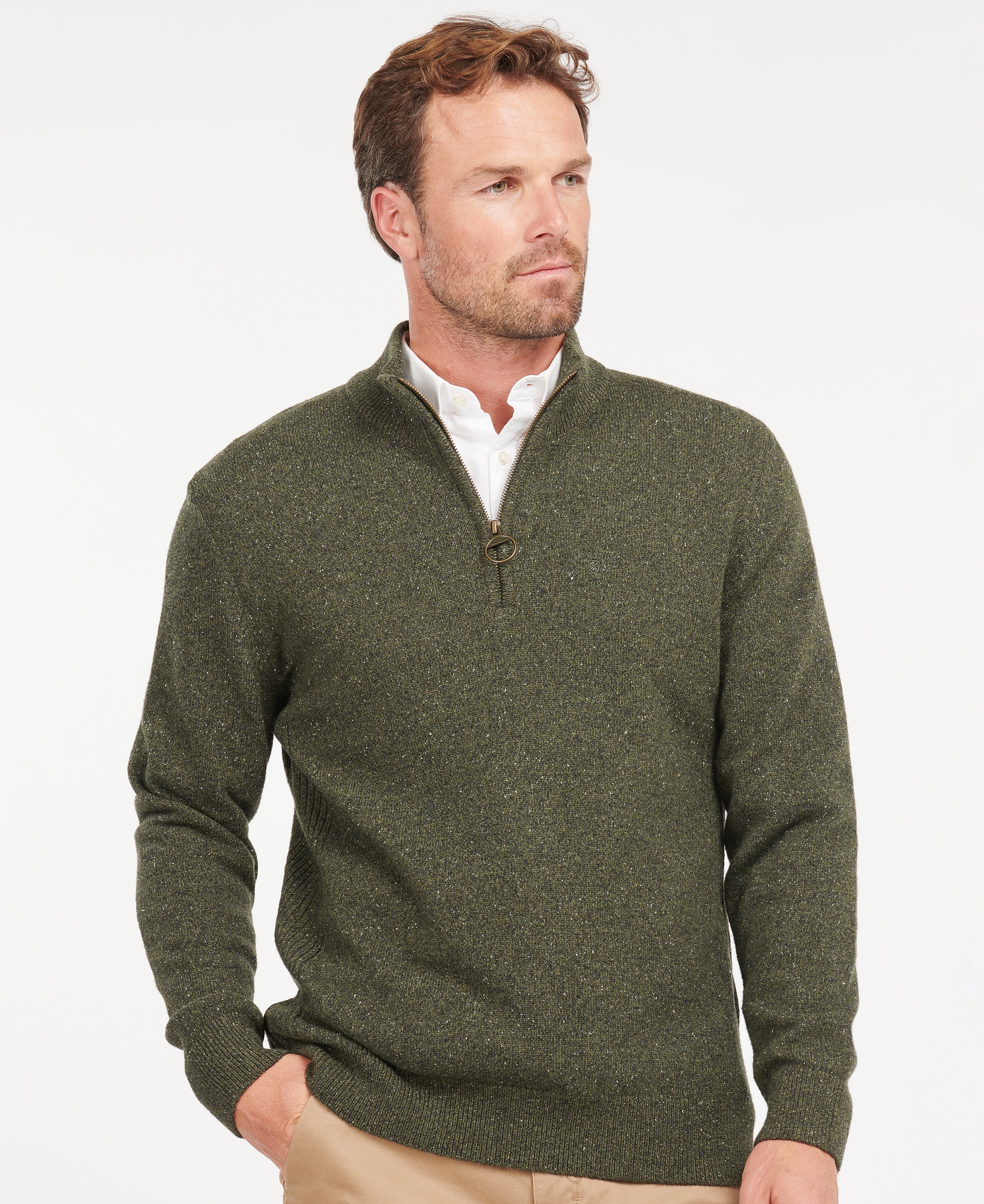 Tisbury Half Zip Knitted Jumper Green