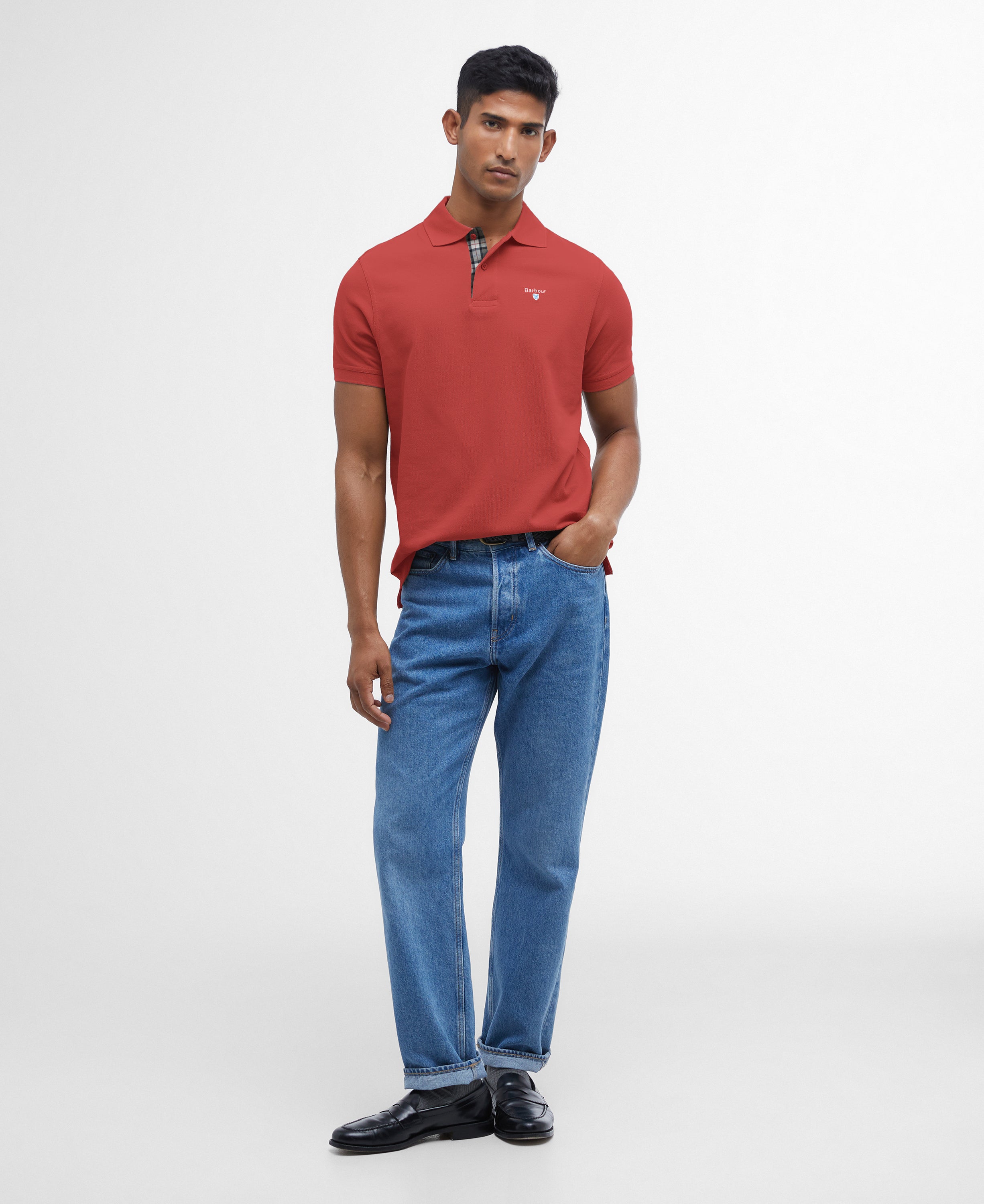 Tartan pique polo