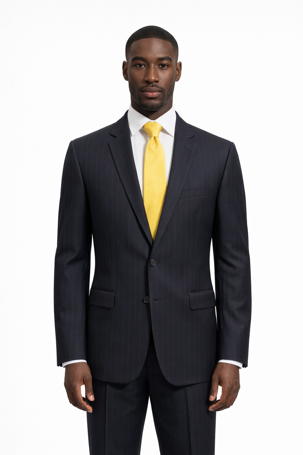 Navy Pinstripe Suit